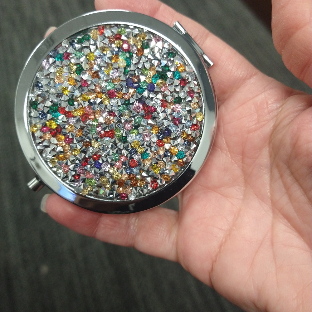 Colorful Crystal Compact Mirror